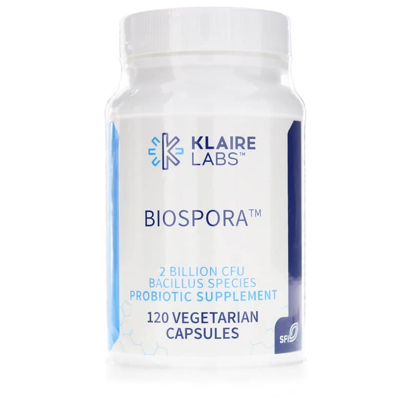 Klaire Labs Biospora Probiotic 2 Billion CFU 120 Veg Capsules