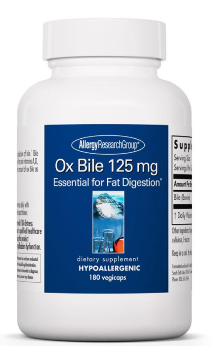 Allergy Research Group Ox Bile 125mg 180 Capsules