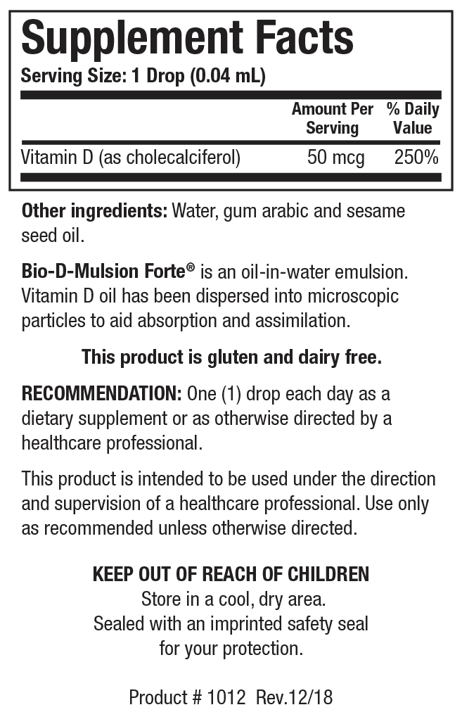 Biotics Research Bio-D-Mulsion Forte 1 oz - VitaHeals.com