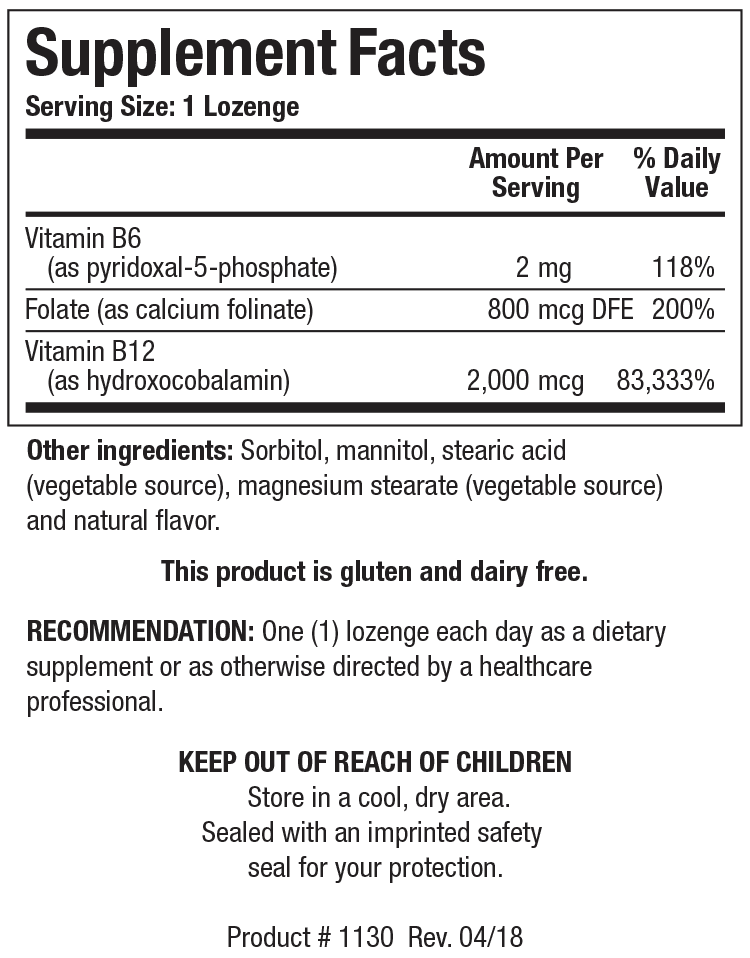 Biotics Research B12-2000 With Folate 60 Lozenges - VitaHeals.com