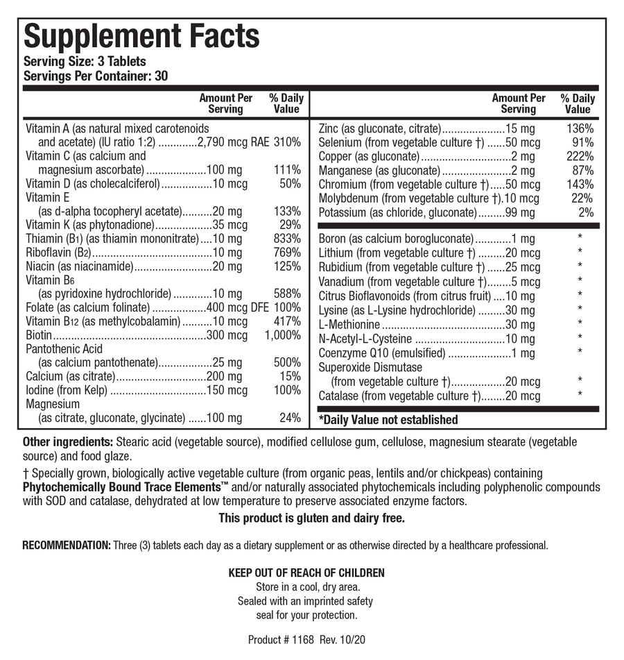 Biotics Research Bio-Multi Plus FE (Iron) Free 90 Tablets