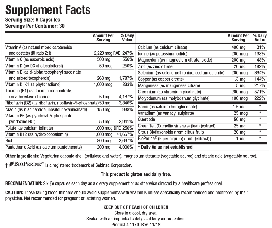 Biotics Research ProMulti-Plus 180 Capsules - VitaHeals.com