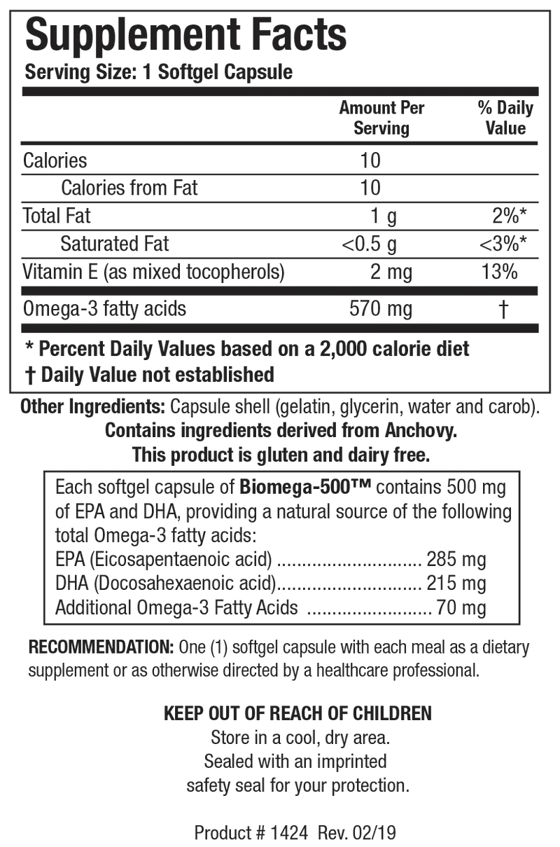 Biotics Research  Biomega-500 With Essential Fatty Acids Triglyceride Form 90 Capsules - VitaHeals.com