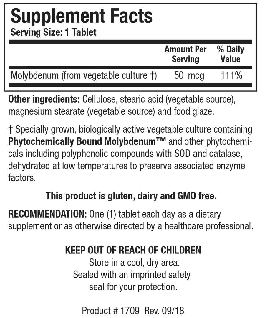 Biotics Research Mo-Zyme (Molybdenum) 100 Tabs - VitaHeals.com