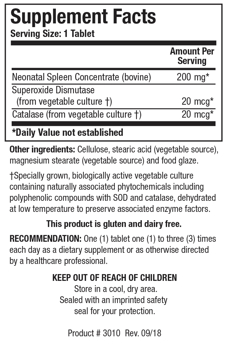 Biotics Research Cytozyme-SP (Spleen) 60 Tablets - VitaHeals.com