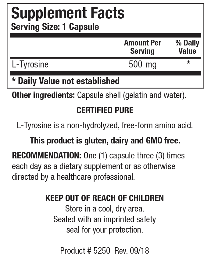 Biotics Research L-Tyrosine 100 Capsules 2 Pack - VitaHeals.com