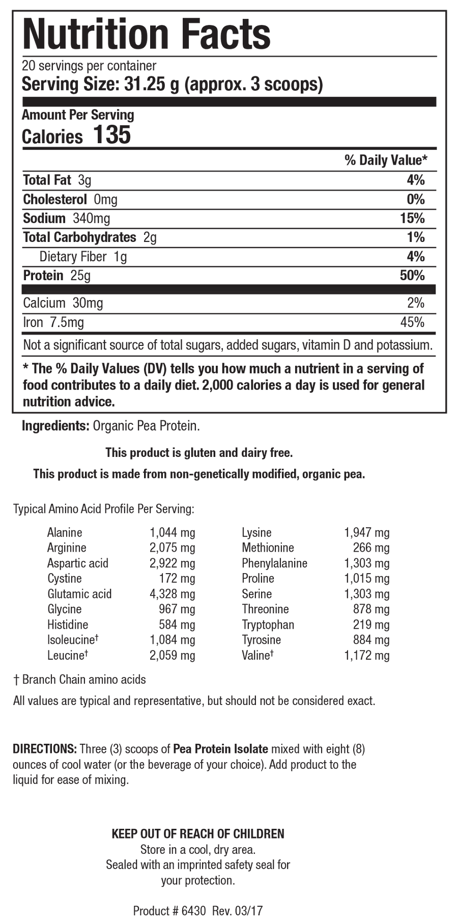 Biotics Research Pea Protein Isolate 22oz - VitaHeals.com