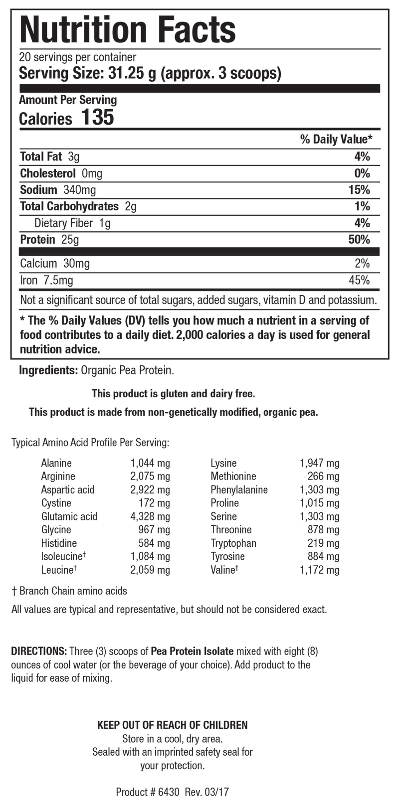 Biotics Research Pea Protein Isolate 22oz - VitaHeals.com