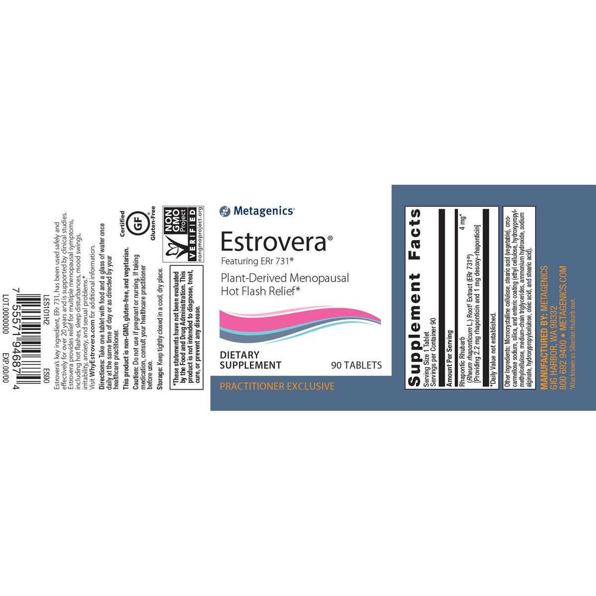 Metagenics Estrovera Plant-Derived Menopausal Hot Flash Relief 30 Tablets - VitaHeals.com