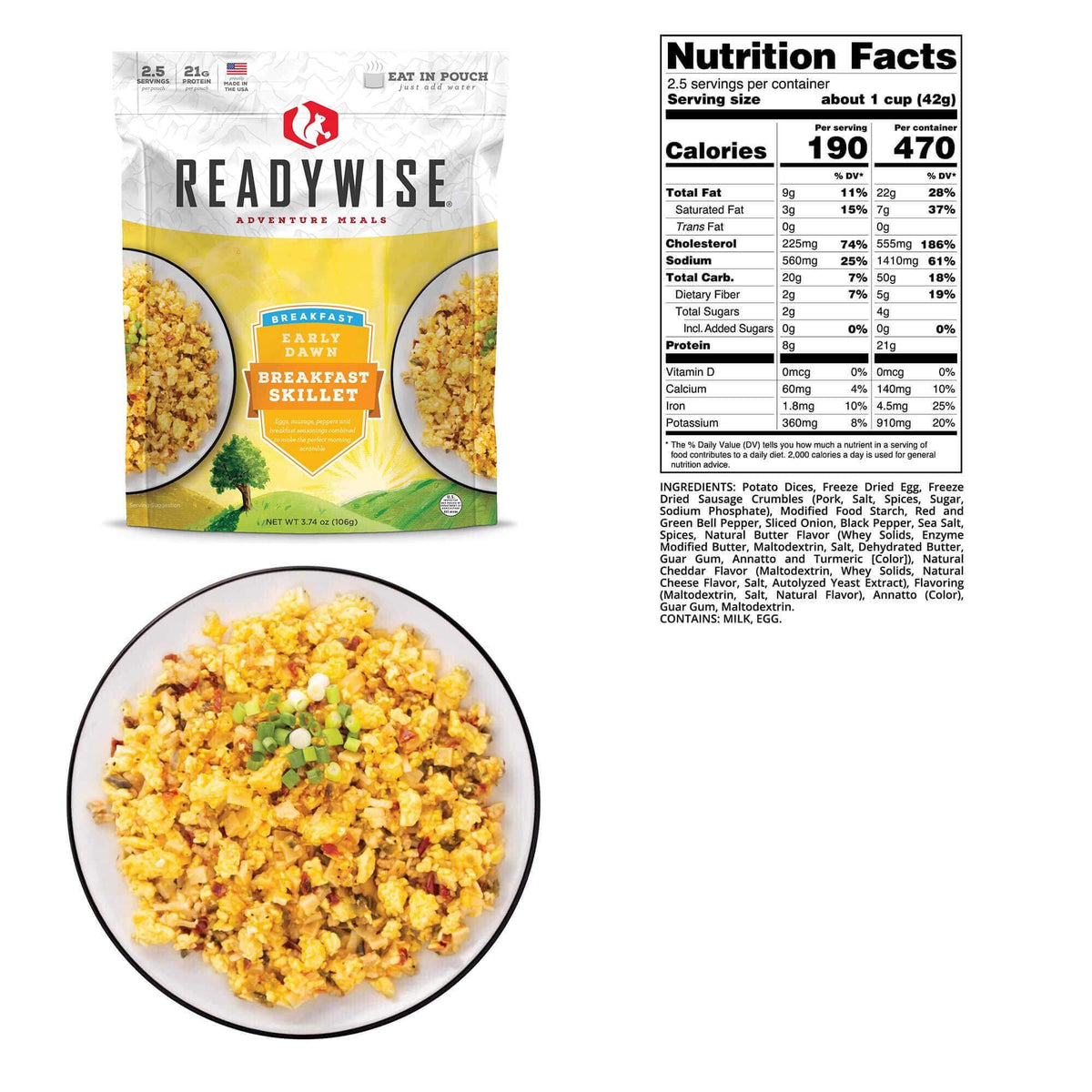 READYWISE Early Dawn Egg Scramble Case of 6 Emergency Food Supply