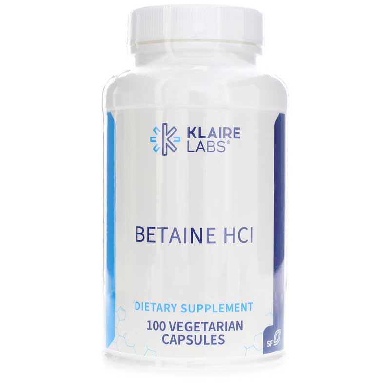 Klaire Labs Betaine HCl 100 Capsules