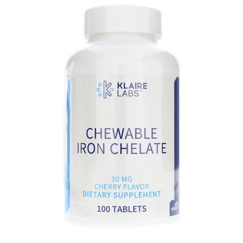 Klaire Labs Chewable Iron Chelate 100 Tablets