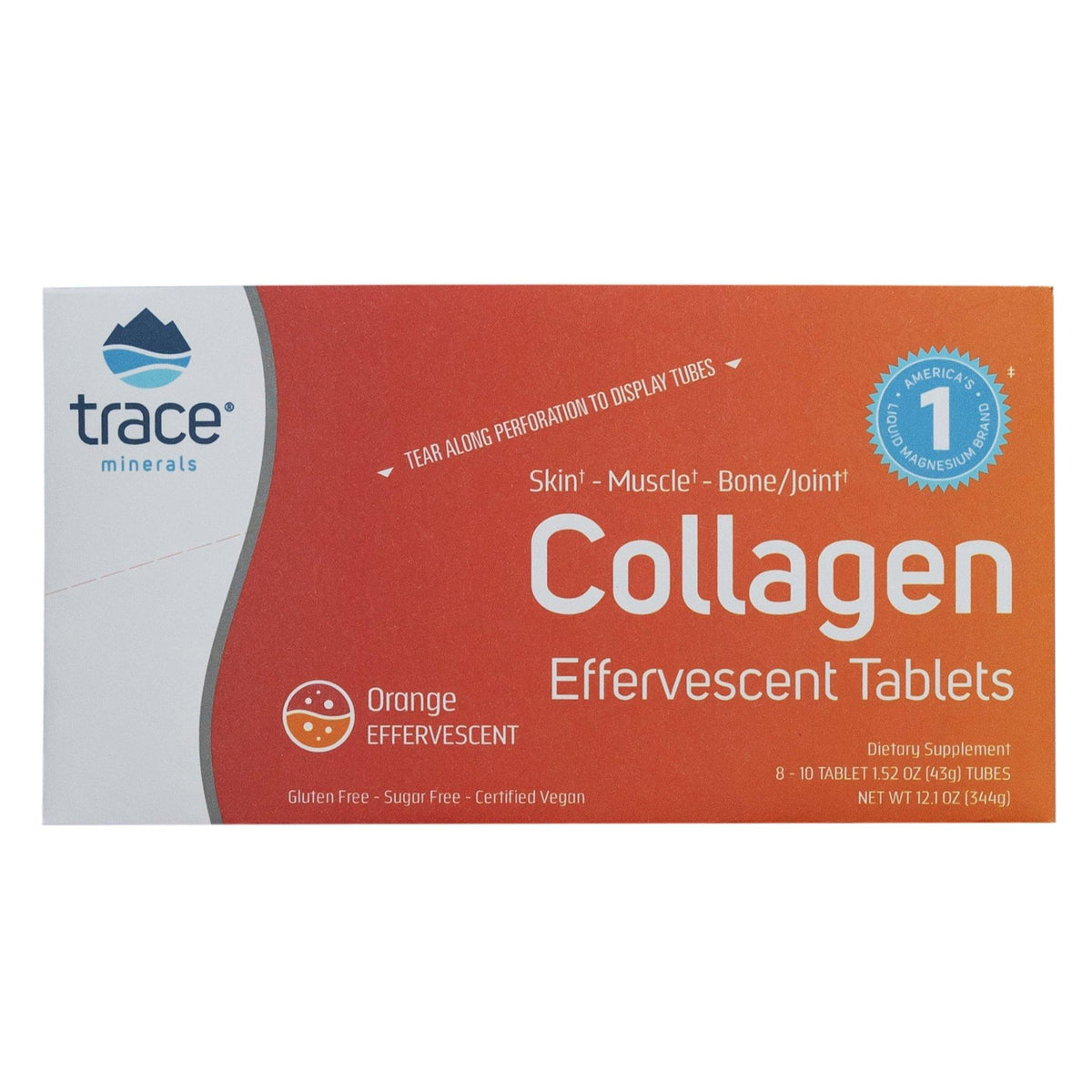 Trace Minerals Research Collagen Effervescent Tablets Display Box 8 Tubes - VitaHeals.com