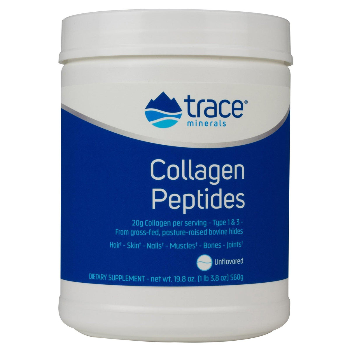 Trace Minerals Research Collagen Peptides Powder Unflavored 560 Grams - VitaHeals.com