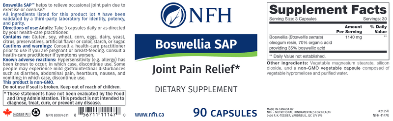 NFH-Nutritional Fundamentals for Health Boswellia SAP 90 caps - VitaHeals.com