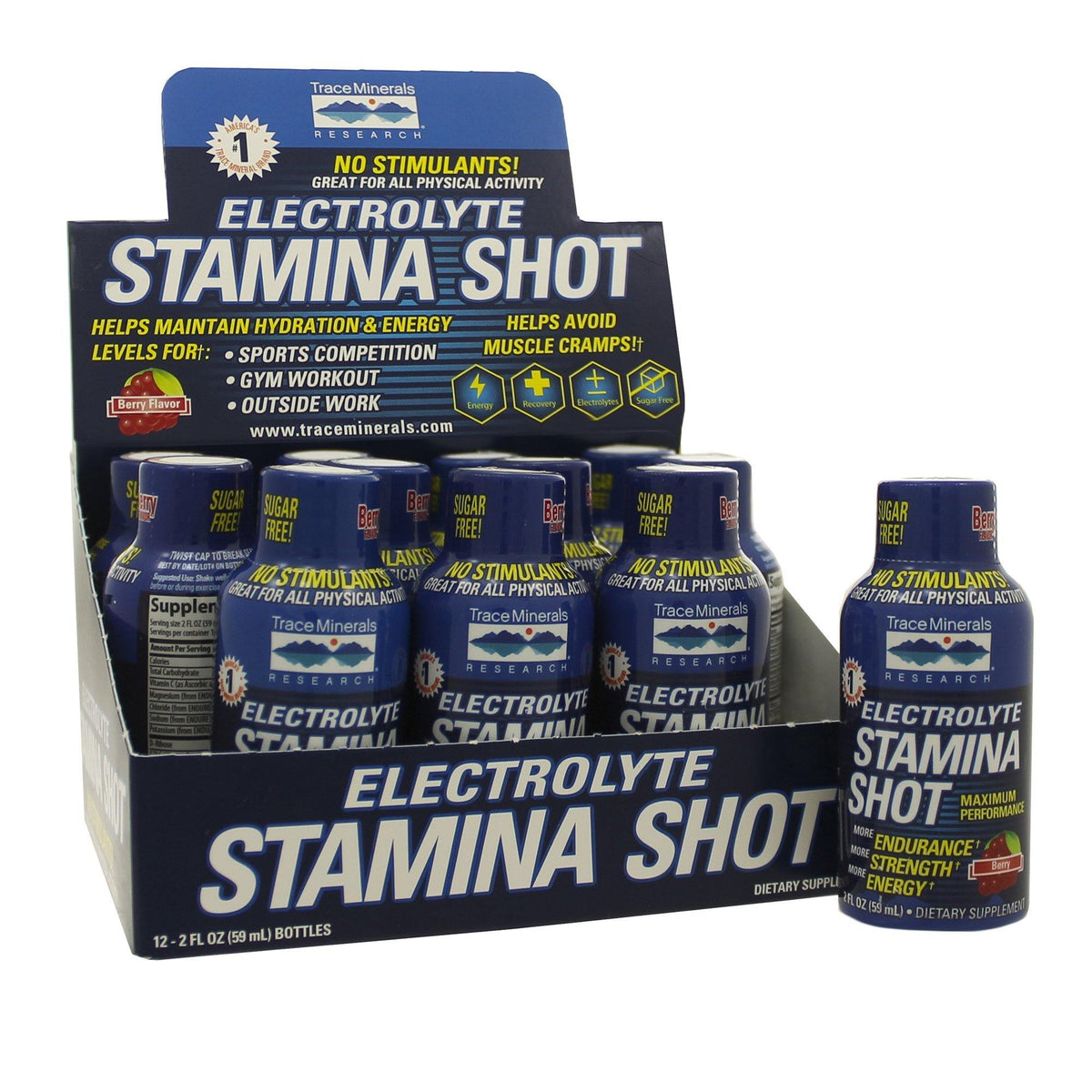 Trace Minerals Research Electrolyte Stamina Shot Display 12 Pack - VitaHeals.com