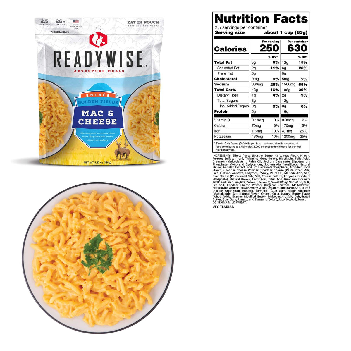 READYWISE Golden Fields Mac & Cheese Case of 6 Emergency Food Supply