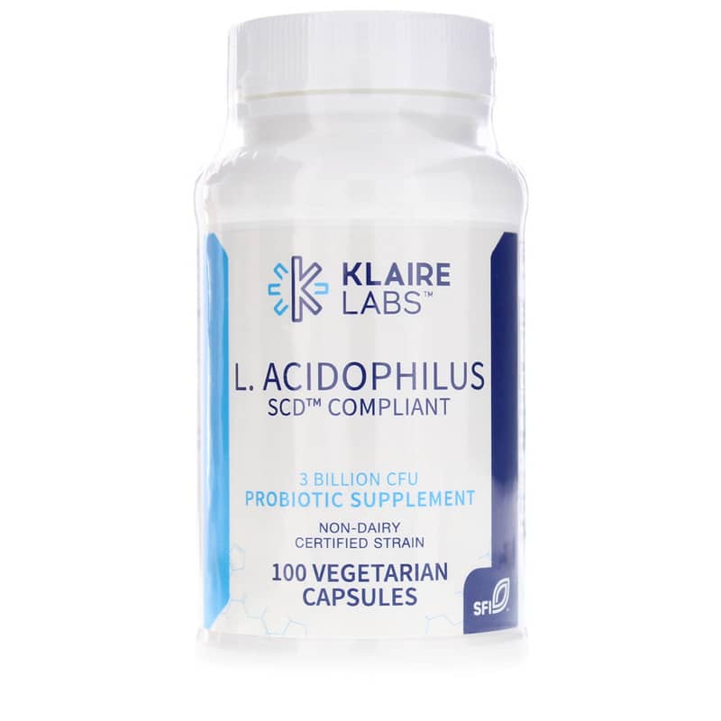 Klaire Labs L-Acidophilus SCD Compliant 3 Billion CFU Probiotic 100 Veg Capsules