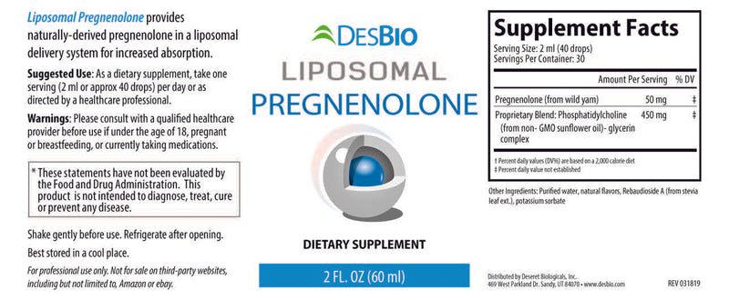 DesBio Liposomal Pregnenolone 2 fl oz