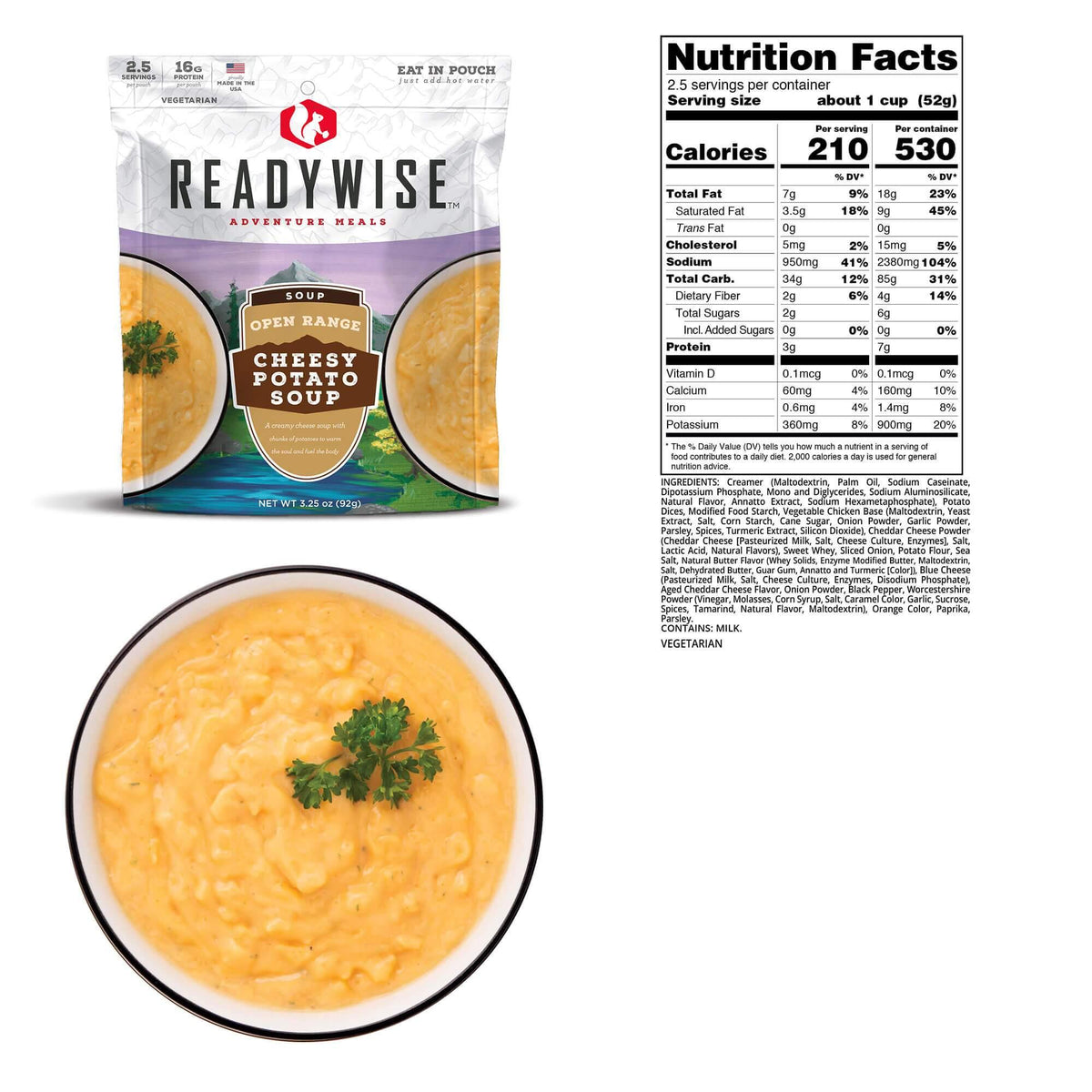 READYWISE Open Range Cheesy Potato Soup Case of 6 Emergency Food Supply