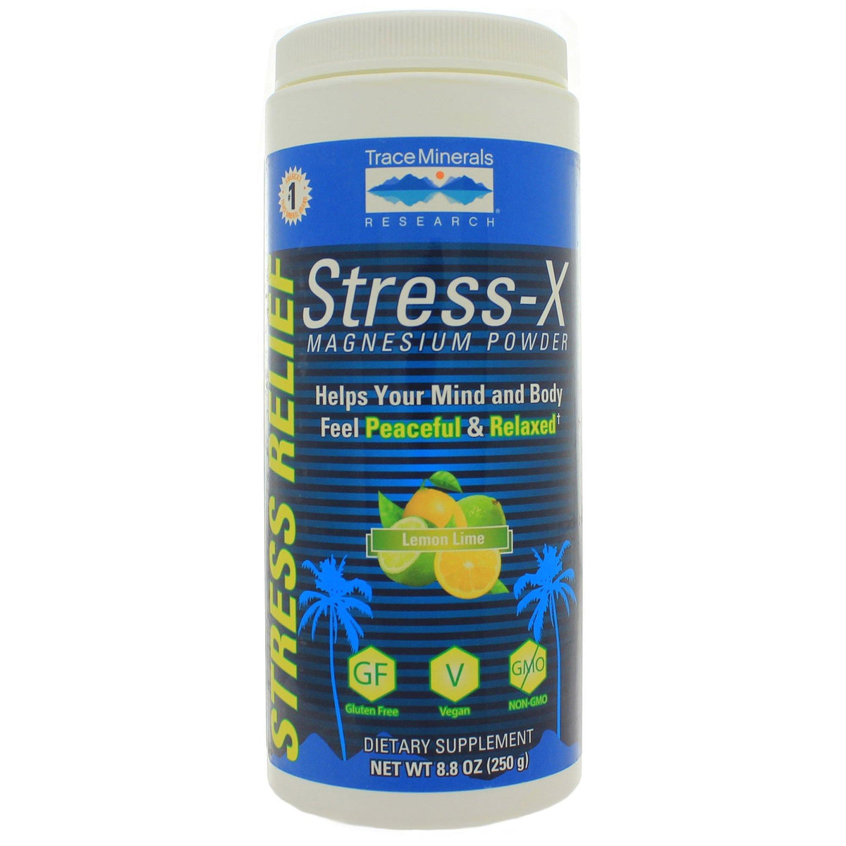 Trace Minerals Research Stress X Magnesium Powder Lemon Lime  8.8 Oz Trace Minerals - VitaHeals.com