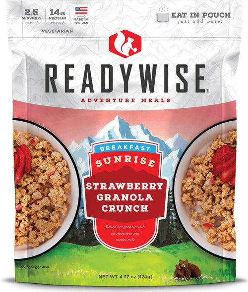 READYWISE Sunrise Strawberry Granola Crunch Case of 6 Emergency Food Supply