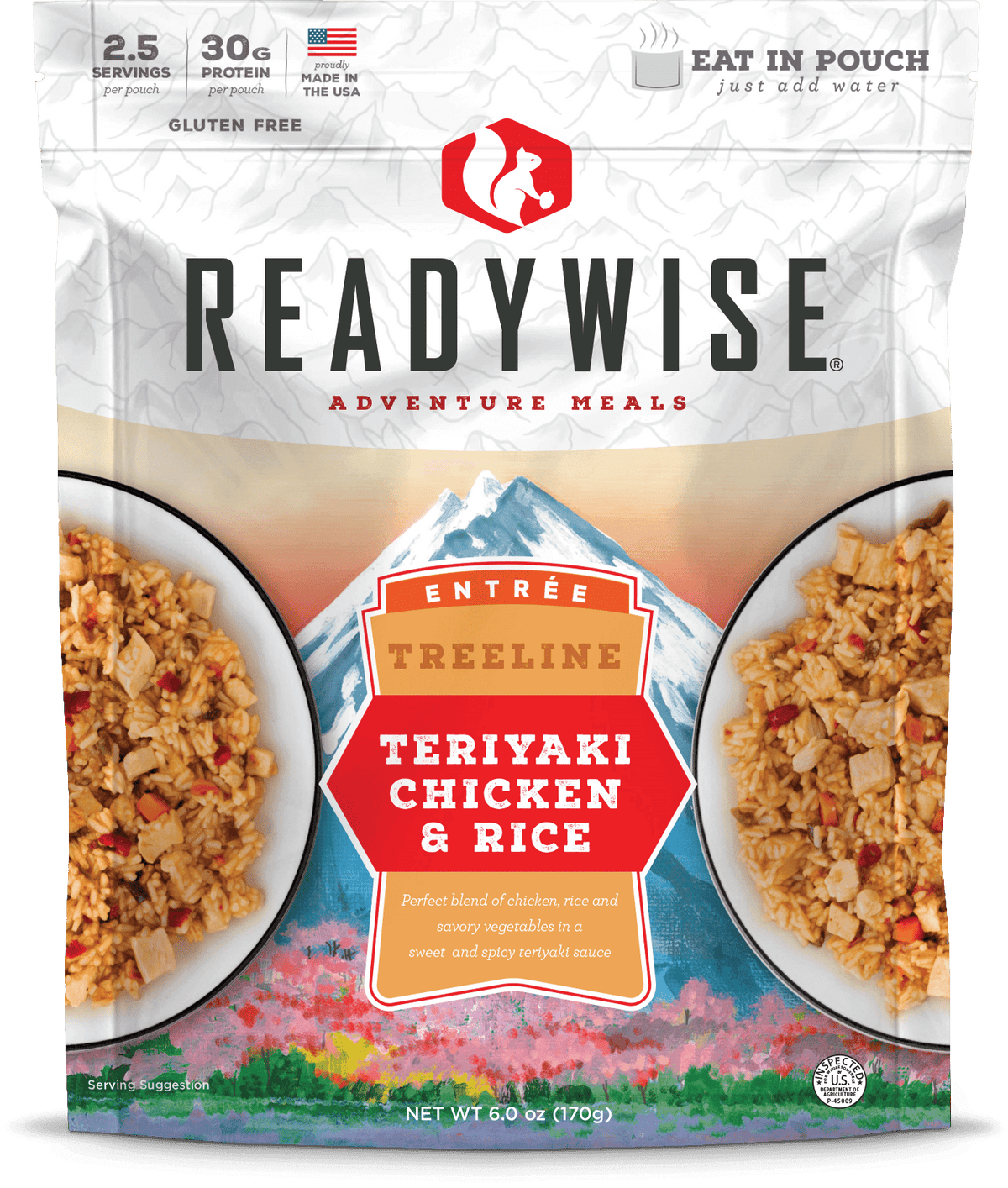 READYWISE Treelline Teriyaki Chicken & Rice Case of 6 Emergency Food Supply