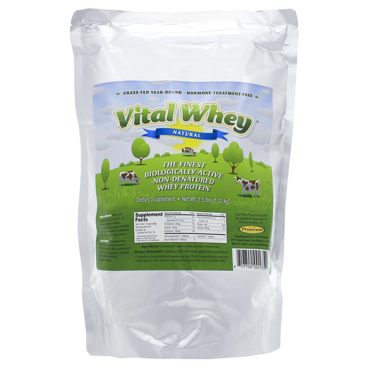 Well Wisdom Vital Whey Natural Flavor 2.5 Pounds - VitaHeals.com