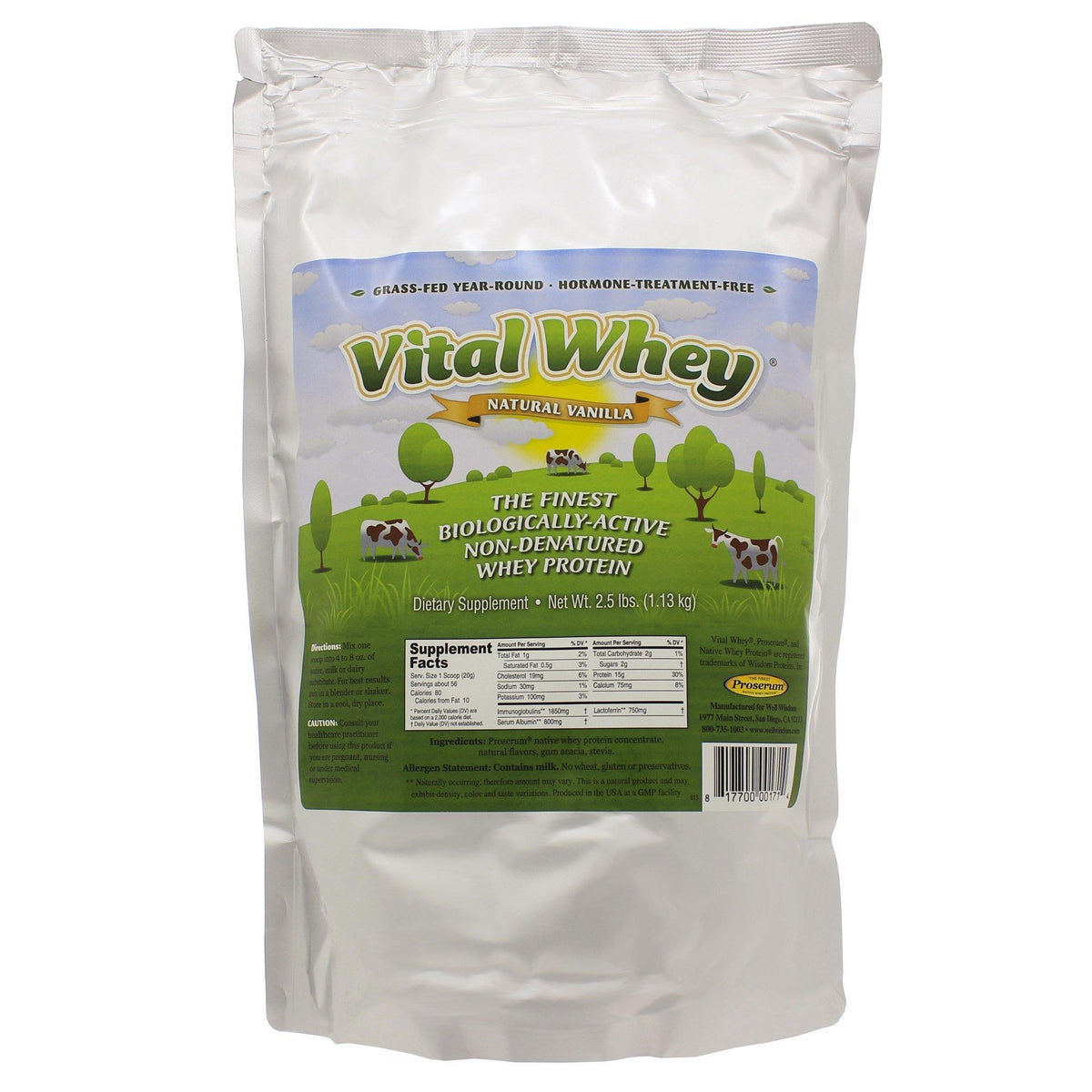 Well Wisdom Vital Whey Natural Vanilla 2.5 Pounds - VitaHeals.com