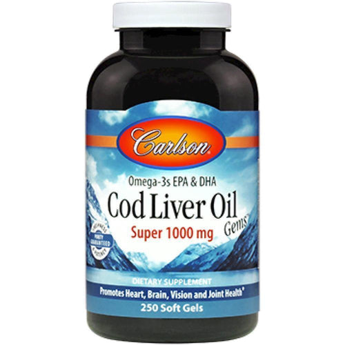 Carlson Labs , Super Cod Liver Oil 1000 mg 250 gels - VitaHeals.com
