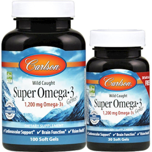 Carlson Labs , Super Omega-3 Gems 1200 mg 130 softgels 2 Pack - VitaHeals.com