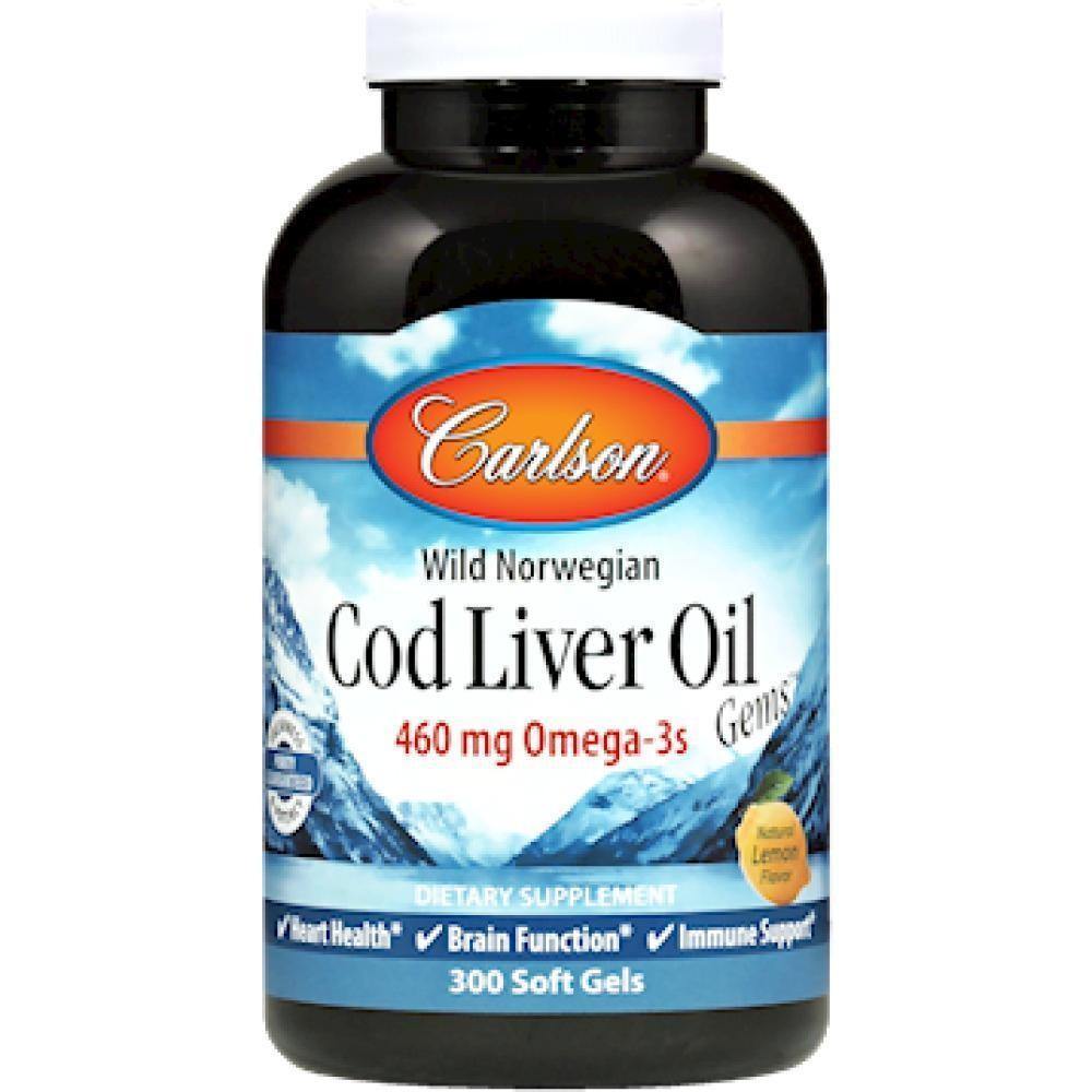Carlson Labs , Wild Norwegian CodLiver Oil 300 softgels 2 Pack - VitaHeals.com