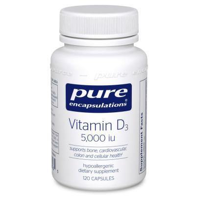 Pure Encapsulations , Vitamin D3 5000 IU 120 Veg Capsules - VitaHeals.com